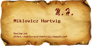 Miklovicz Hartvig névjegykártya
